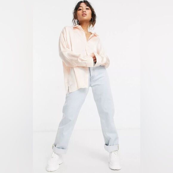 Vintage Impressions | Pink Polyester Button Down Blouse size 14 - Picture 4 of 4